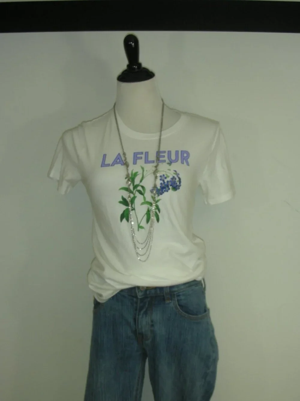 J.Crew La Fleur Floral Graphic Tee White Cotton T-Shirt XS Cottagecore Botanical